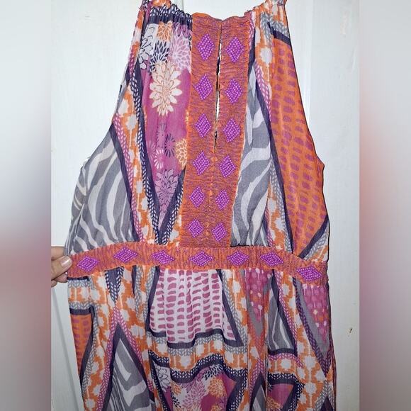 H&M Women's Size 12 Maxi Dress Beaded Festival Boho‎ Colorful Feminine Flowy - Picture 7 of 7